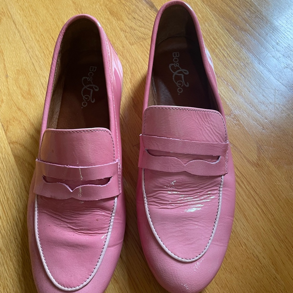 Bos and co, patent leather flats, pink, size 39 (8.5)